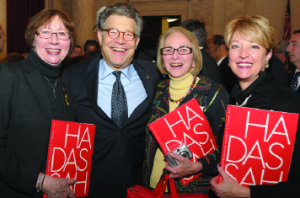 Senator Al Franken (D-Minnesota) with (from left) Tema Sternberg, Sheila Lebowitz and Sandy Goldstein. Photo courtesy of Kathleen Miller.