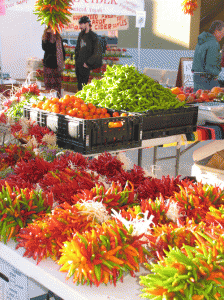 Chilis at a Farmers' market. Photo by Esther Hecht.