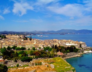 Corfu town as seen from the Old Fortress.  Photo courtesy of Greek Tourism.
