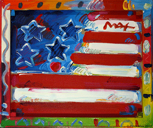 'Flag With Heart,' XII, #218, 2011,  acrylic on canvas, 20 x 24 inches.