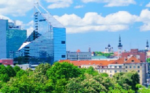 Tallinn's skyline juxtaposes modern building and fanciful spires. Photo by Toomas Tuul/Tallinn City Tourist Office & Convention Bureau.