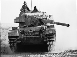 An IDF tank on patrol during the Yom Kippur War.