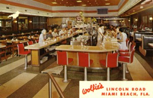 Vintage postcard featuring Wolfie's.