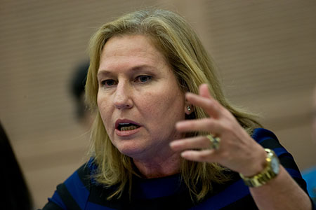 MK Tzipi Livni attends a Constitution, Law, and Justice, Committee meeting in the Israeli parliament on February 23, 2016. Photo by Yonatan Sindel/Flash90