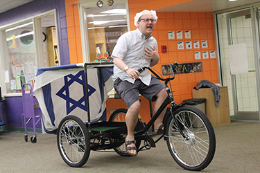 Rabbi Hammerman, on his 30-mile bike ride.