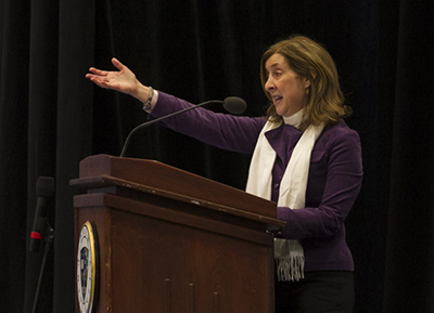 Sheryl Olitzky speaks to the crowd. Photo courtesy of Drew University/Karen Mancinelli.