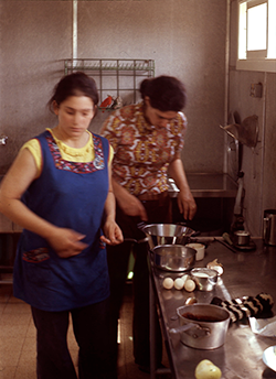 Galia (left) cooking for the Seder, 1972.